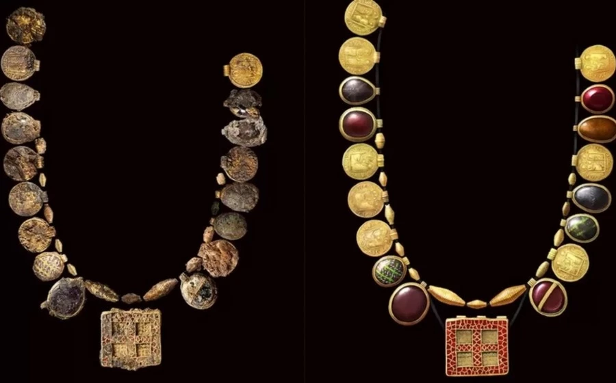 В Великобритании найдено роскошное средневековое ожерелье из золота возрастом 1300 лет